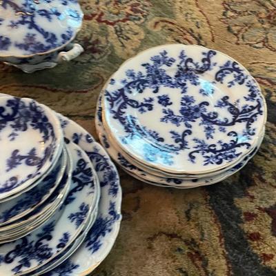 Flow Blue Porcelain Set