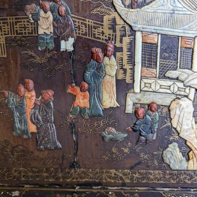 Chinese Lacquer and soapstone overlay Cabinet, Late 19th - Early 20th Century