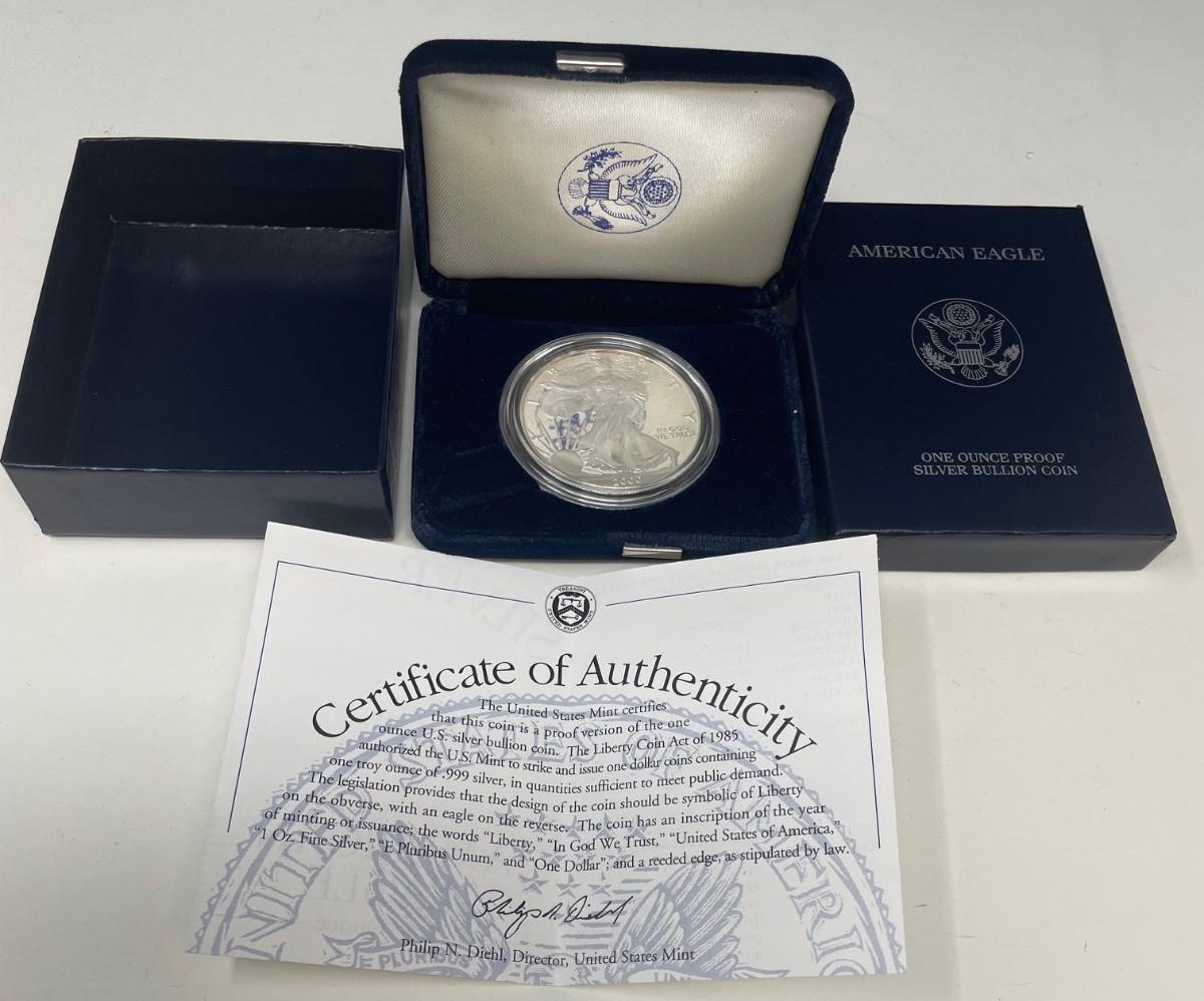 American Eagle One Ounce Proof Silver Bullion Coin 2000 w/ COA