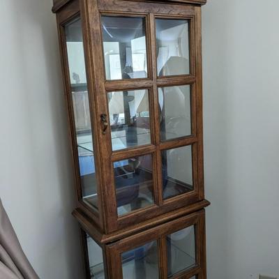 Vintage Bubble Glass Lighted Display Curio Cabinet