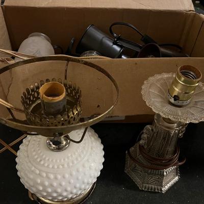 Milk Glass Hobnail Lamp and other lighting