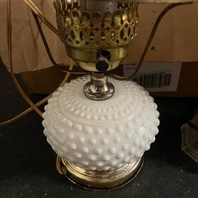 Milk Glass Hobnail Lamp and other lighting
