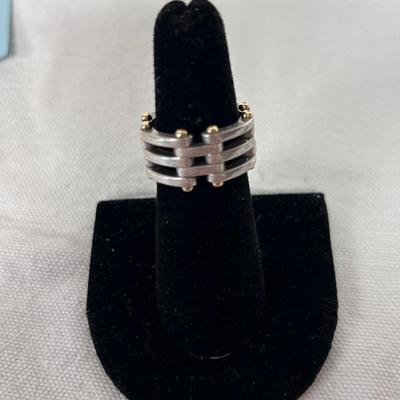 Eight Pairs of Pierced Earrings and Unique 925/750 Hinge Ring (BBC-BB)