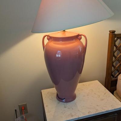 2nd of 2 Post Modern Pink Ceramic 3 Way Lamp