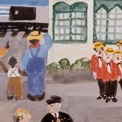 Alice Latimer Moseley Bay St Louis and Amtrak Prove That You Can Go Home Art Print Framed Blue Mat Train Station
