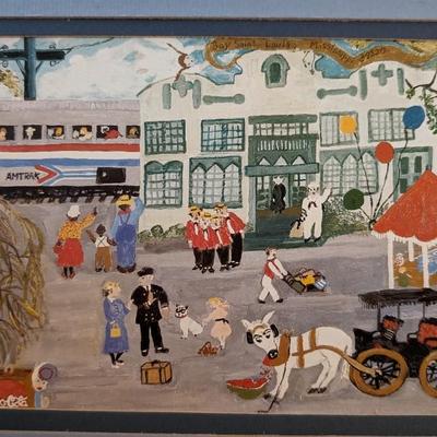 Alice Latimer Moseley Bay St Louis and Amtrak Prove That You Can Go Home Art Print Framed Blue Mat Train Station