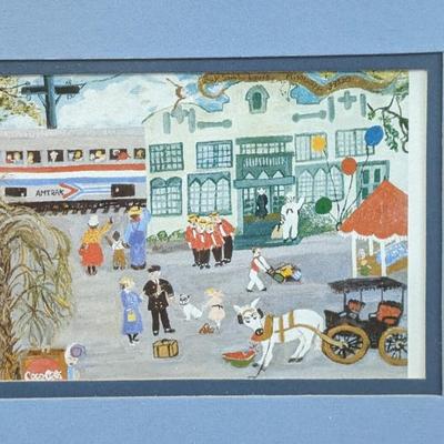 Alice Latimer Moseley Bay St Louis and Amtrak Prove That You Can Go Home Art Print Framed Blue Mat Train Station