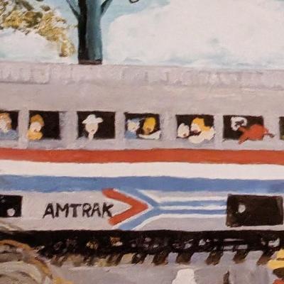 Alice Latimer Moseley Bay St Louis and Amtrak Prove That You Can Go Home Art Print Framed Blue Mat Train Station