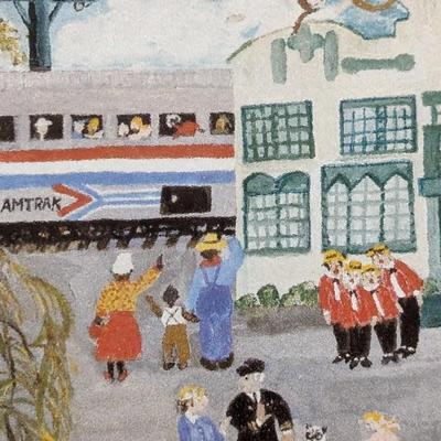 Alice Latimer Moseley Bay St Louis and Amtrak Prove That You Can Go Home Art Print Framed Blue Mat Train Station