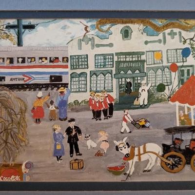 Alice Latimer Moseley Bay St Louis and Amtrak Prove That You Can Go Home Art Print Framed Blue Mat Train Station