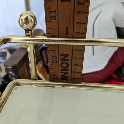 Vintage Milk Glass 3 Shelf Brass Stand