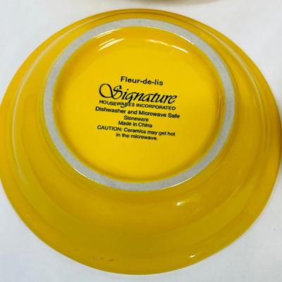 Fleur-de-lis Signature small yellow ceramic fruit bowls