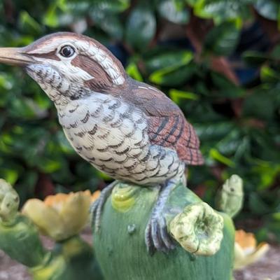 Cactus Wren Figurine by Andrea by Sadek Bisque Porcelain
