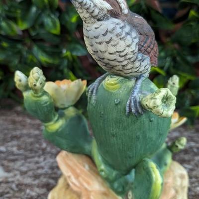 Cactus Wren Figurine by Andrea by Sadek Bisque Porcelain