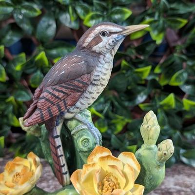 Cactus Wren Figurine by Andrea by Sadek Bisque Porcelain