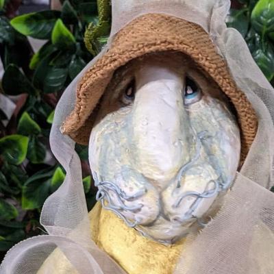 Lot of 2 Easter Egg Lady Rabbit Carrot Farmer Decorations