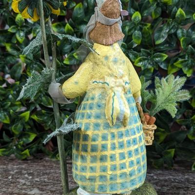 Lot of 2 Easter Egg Lady Rabbit Carrot Farmer Decorations