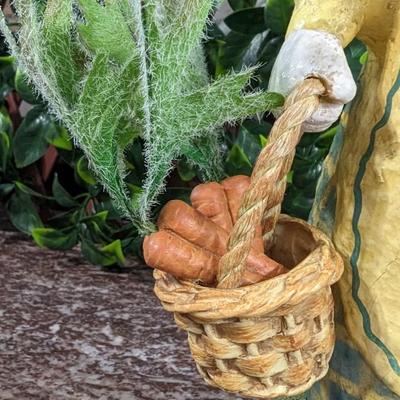 Lot of 2 Easter Egg Lady Rabbit Carrot Farmer Decorations