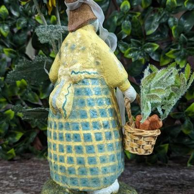 Lot of 2 Easter Egg Lady Rabbit Carrot Farmer Decorations