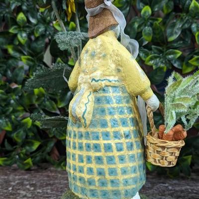 Lot of 2 Easter Egg Lady Rabbit Carrot Farmer Decorations