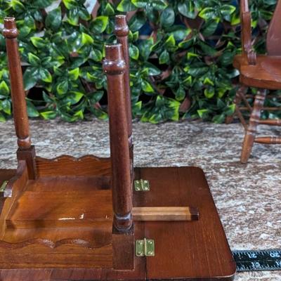 Toy Baby Doll Chair and Table with Collapsible Wings Furniture Wooden Stained