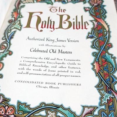 Vintage 1950 The Holy Bible Kings James Version with Illustrations by Celebrated Old Masters
