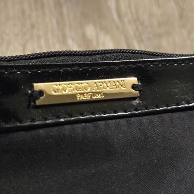 (2) Georgio Armani and (1) Gold Makeup Bags