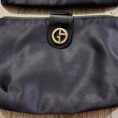 (2) Georgio Armani and (1) Gold Makeup Bags