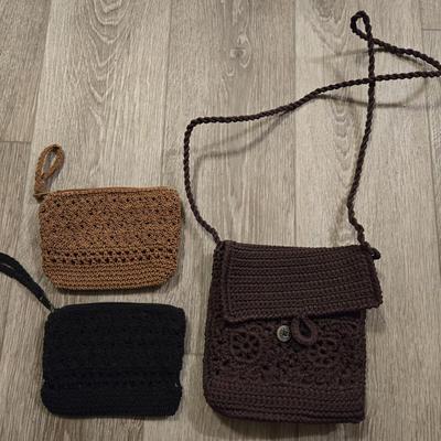 Knit Purse and (2) Zipper Wallets