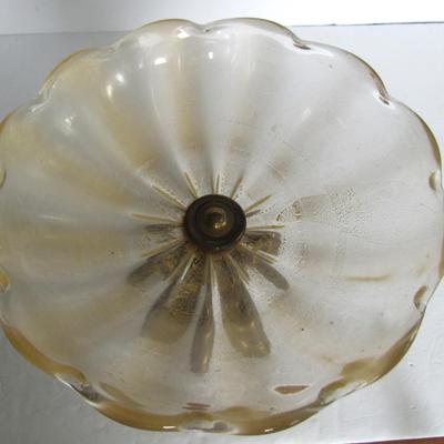 Art Glass Bowl On Metal Base