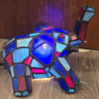 Elephant Stained Glass Lamp
