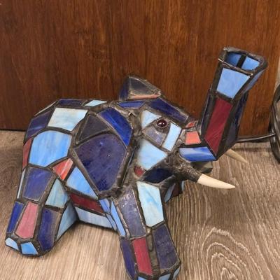 Elephant Stained Glass Lamp