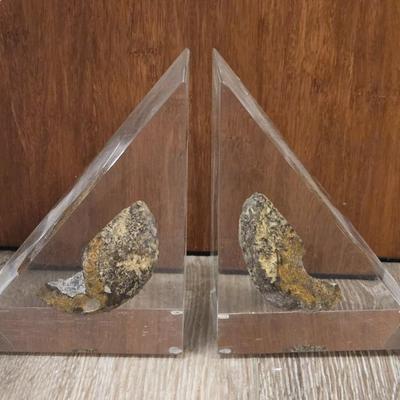 Acrylic and Geode Book Ends