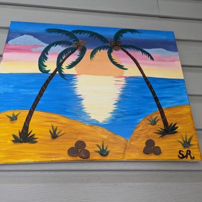 Hand Painted Beach Scene