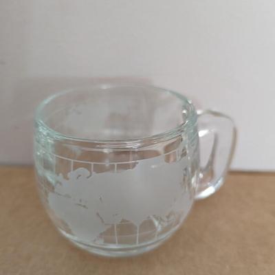 Set Of 10 - 1970 Vintage Nestle Nescafe World Globe Frosted Glass Coffee Mugs - Choice 1