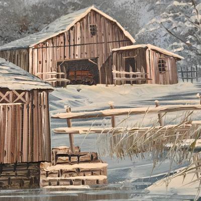 Covered Bridge Oil Painting