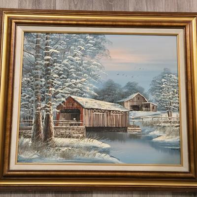 Covered Bridge Oil Painting