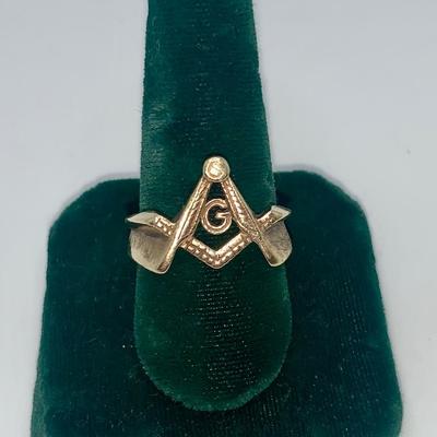 Freemason Masonic Ring, 10K Gold, 8.1g