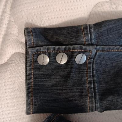 LADIES DENIM JACKET AND 2 PAIRS OF PANTS