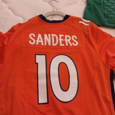 DENVER BRONCOS JERSEY (L), QUILTED VEST (XL) AND LIGHT JACKET (3X)