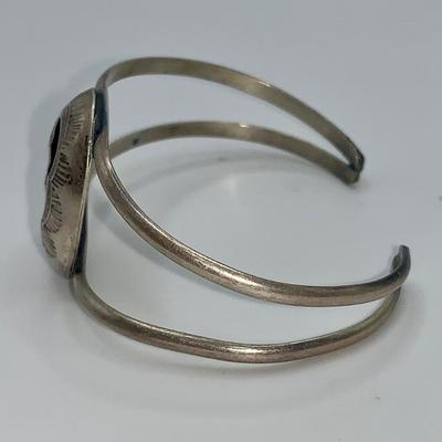Vintage Native American Pawn Silver and Coral Bracelet