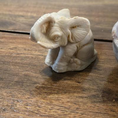 Craved Stone Elephant and Bowl