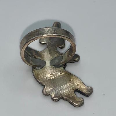 Vintage Native American Zuni Rainbow Man Ring, Stone Inlay