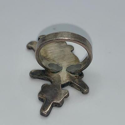 Vintage Native American Zuni Rainbow Man Ring, Stone Inlay