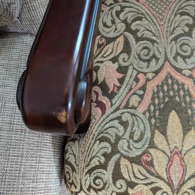 Wooden Framed Accent Chair with Upholstered Seat and Back