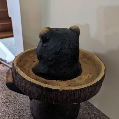 Bear Holding Tray Sculpture Resin Bird Feeder