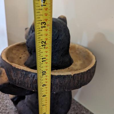 Bear Holding Tray Sculpture Resin Bird Feeder