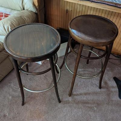 Pair Of Bar Stools Wood/Metal