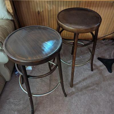Pair Of Bar Stools Wood/Metal