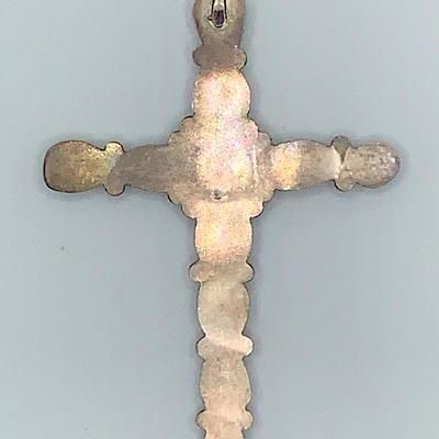 Large Native American Pawn Silver and Turquoise Cross Necklace